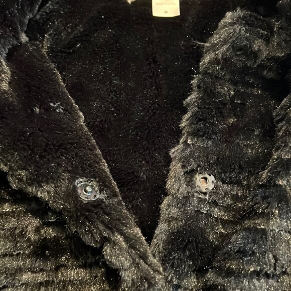 Widgeon Girls Black Super Soft Faux Fur Jacket with Sequins & Pockets - Size M - Picture 4 of 6
